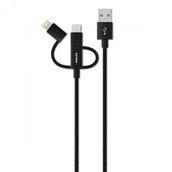 Philips DLC2608BK Siyah 3’ü 1 Arada Örgü Şarj ve Data Kablosu