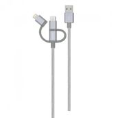 Philips DLC2608SR Beyaz 3'ü 1 Arada Örgü Şarj ve Data Kablosu