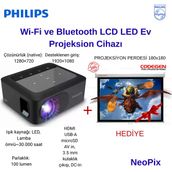 Philips Neopix 110 Wi-Fi Ve Bluetooth Lcd Led Projeksion Cihazı + Projeksiyon Perdesi İle Beraber
