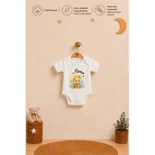 Pia Baby %100 Pamuk İsme Özel Erkek Bebek Kısa Kollu Alttan Çıtçıtlı Body Zıbın Organik Baskılı Bebek Hediyesi