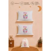 Pia Baby İsme Özel Kız Bebek Hediyesi 2 Adet 35X45 %100 Pamuk Yastık Kılıfı Ve Ham Bez Bebek Kıyafet Kesesi