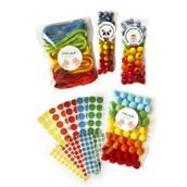 piapolya 5 Renk Paketi | Ahşap Boncuk | Bağcık | Ponpon | Nokta Etiket | Etkinlik Materyali | Renk Eşleştirme