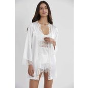 Pierre Cardin 2490 Ekru Saten 3'lü Kimono Şort Takımı