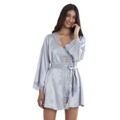Pierre Cardin 2490 Mist Kadın Sabahlıklı Saten Şort Takım
