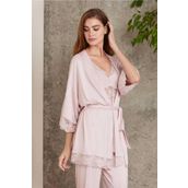 Pierre Cardin 2810 Pudra Dantelli Penye Kadın Sabahlıklı Pijama Takımı