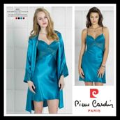 Pierre Cardin 4050 Saten Gecelik Sabahlık Takım