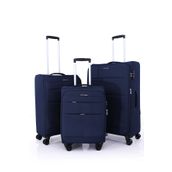 Pierre Cardin 4200 3'lü Set Lacivert Ultra Light Hafif Lüx Kumaş Tekerlekli Valiz