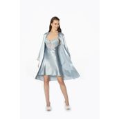 Pierre Cardin 4300 Mist 2'li Saten Kısa Gecelik Sabahlık