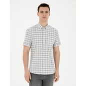 Pierre Cardin 50288566-VR024 Gri Kısa Kollu Erkek Gömlek