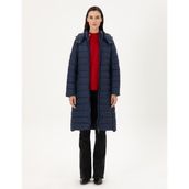 Pierre Cardin 50297299-VR033 Lacivert Kapüşonlu Kapitone Uzun Kadın Mont