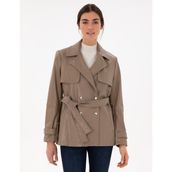 Pierre Cardin 50297363-VR052 Vizon Regular Fit Deri Kadın Mont