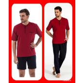 Pierre Cardin 5370 Erkek 3'lü Bordo Pijama Takımı