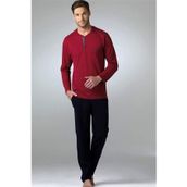 Pierre Cardin 5454 Erkek Uzun Kollu Pijama Takımı, Bordo, S Beden