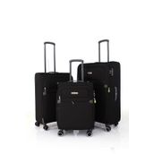 Pierre Cardin 6000 3'lü Set Siyah Ultra Light Hafif Lüx Kumaş Tekerlekli Valiz