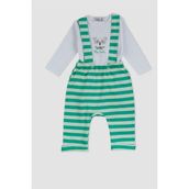 Pierre Cardin Bebek Bahçıvan Tulum Takımı %100 Pamuk 302262 - 6 - 9 Ay - Yeşil