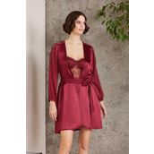 Pierre Cardin Bordo 6'lı Saten Gecelik Kadın Çeyiz Takım