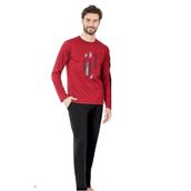 Pierre Cardin Erkek Bordo Uzun Kol Pijama Takımı,%96 Viskoz%4 Elastan, M Beden
