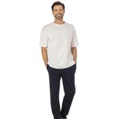 Pierre Cardin Erkek Kısa Kollu Bisiklet Yaka Oversize Penye Pijama Takımı, Beyaz, S