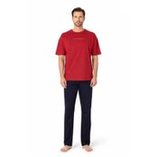 Pierre Cardin Erkek Kısa Kollu Bisiklet Yaka Oversize Penye Pijama Takımı, Bordo, L