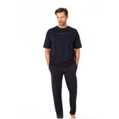 Pierre Cardin Erkek Kısa Kollu Bisiklet Yaka Oversize Penye Pijama Takımı, Lacivert, M