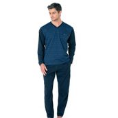 Pierre Cardin Erkek Kuzun Kollu V Yaka Pijama Takımı, Saks, XL