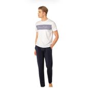 Pierre Cardin Erkek Pamuklu Geniş Kalıp Yazlık Pijama Takımı, Beyaz, S Beden