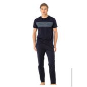 Pierre Cardin Erkek Pamuklu Geniş Kalıp Yazlık Pijama Takımı, Lacivert, 2XL