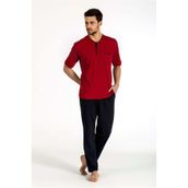 Pierre Cardin Erkek Pamuklu Pijama Takımı, Bordo, 2XL