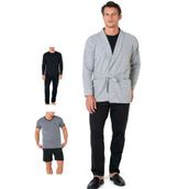 Pierre Cardin Erkek Pijama Takımı, Triko Sabahlıklı, 5'li Set, Gri Melanj, L Beden