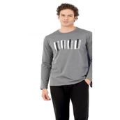 Pierre Cardin Erkek Pijama Takımı, Uzun Kol, Koyu Gri, L Beden