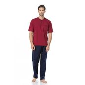 Pierre Cardin Erkek Pijama Takımı,%100 Pamuk Penye, Bordo, XL