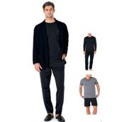 Pierre Cardin Erkek Triko Sabahlıklı 5'li Pijama Takımı, Siyah, XL