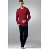 Pierre Cardin Erkek Uzun Kol %100 Pamuk Penye Pijama Takım - S - Bordo