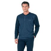 Pierre Cardin Erkek Uzun Kollu Yakası Düğmeli Pijama Takımı, Saks, M Beden