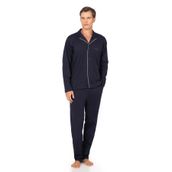 Pierre Cardin Erkek%100 Pamuklu Düğmeli Uzun Kollu Pijama Takımı, Klasik Yaka, Lacivert, 2XL