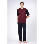 Pierre Cardin Jakarlı Kısakol Erkek Pijama Takımı, Bordo, 2XL