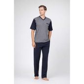 Pierre Cardin Jakarlı Kısakol Erkek Pijama Takımı, Lacivert, 2XL