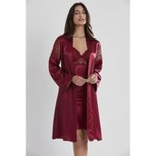 PİERRE CARDİN KADIN GECELIK 6955 SATEN KAPLI 6LI SET BORDO