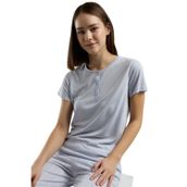 Pierre Cardin Kadın Mavi Kapri Pijama Takımı, Kısa Kol, L Beden