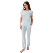 Pierre Cardin Kadın Mavi Pijama Takımı, Kısa Kollu, Bisiklet Yaka, Boru Paça, L Beden