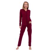 Pierre Cardin Kadın Modal Uzun Kollu Önden Düğmeli Pijama Takımı, Bordo, XL