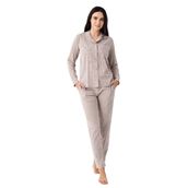 Pierre Cardin Kadın Pijama Takımı, Kahverengi, Uzun Kol, L Beden