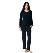 pierre cardin paris Pierre Cardin Mevsimlik Uzunkol V Yaka Pijama Takım, M, PCK9091, Lacivert, kadın