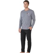 pierre cardin paris Pierre Cardin Pamuk Bisiklet Yakalı Uzun Kol Pijama Takımı Koyu Gri, XL, PC6103PENT, Koyu Gri, erkek