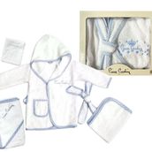 Pierre Cardin PC-15020 Mavi Yıldızlı Bebek Bornoz Seti