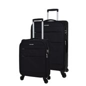 Pierre Cardin PC4200 Ultra Light Hafif Lüx Kumaş Siyah Büyük ve Kabin Boy 2'li Valiz Seti