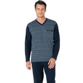 Pierre Cardin%100 Pamuklu Jakarlı V Yaka Erkek Pijama Takımı, Lacivert, 2XL