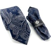 Pierroni Gri Lacivert Şal Desenli Microfiber Kravat Renkli Erkekler İçin Şık Tasarım