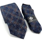 Pierroni Kahve Turkuaz Desenli Microfiber Kravat Renkli Şıklık İçin Özel Tasarım