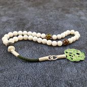 Pigado 1000 Ayar Gümüş Kazaz Örme Püskül Doğal Taş Sedef Akik Tesbih